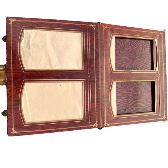 Antique Victorian Wood Leather Album Cherubs Ormolu Latch Accents Cabinet Cards - Picture 13 of 16